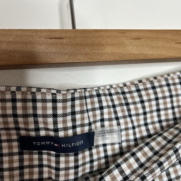 Tommy Hilfiger Womens Plaid Capri Pants White Brown Size 14 Career Work - Picture 4 of 6